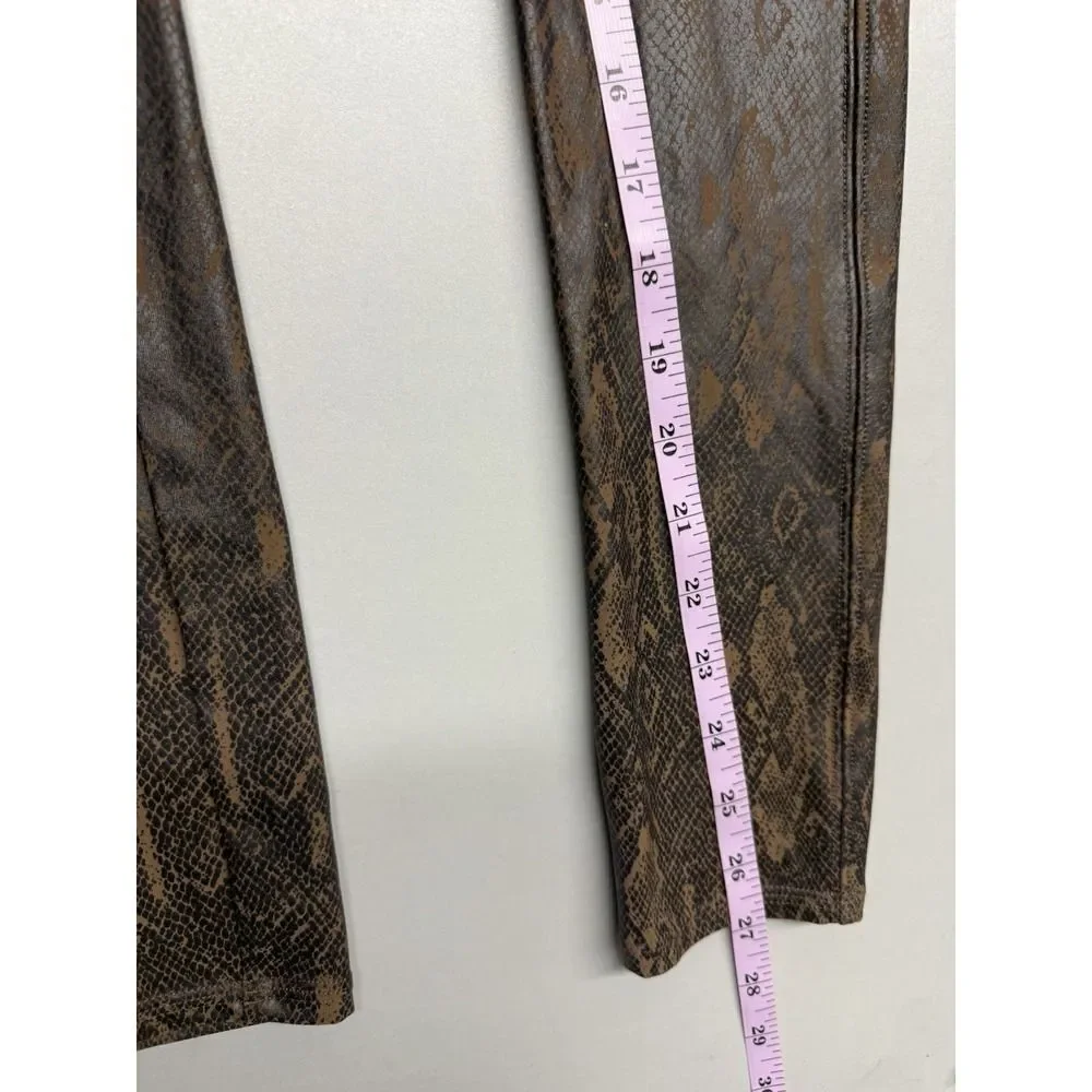 Spanx Faux Leather Snakeskin Leggings. High Rise. Brown. Sz L